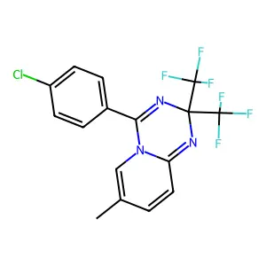 4-(4-chlorophenyl)-7-methyl-2,2-bis(trifluoromethyl)-2H-pyrido[1,2-a][1,3,5]triazine structure