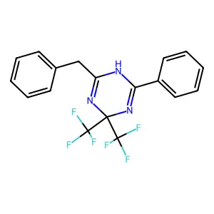 2-Benzyl-6-phenyl-4,4-bis(trifluoromethyl)-1,4-dihydro-1,3,5-triazine structure