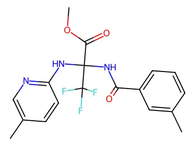 methyl 3,3,3-trifluoro-2-[(3-methylbenzoyl)amino]-2-[(5-methylpyridin-2-yl)amino]propanoate structure