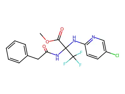 methyl 2-[(5-chloro-2-pyridinyl)amino]-3,3,3-trifluoro-2-[(phenylacetyl)amino]propanoate structure