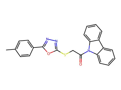 1-(9H-carbazol-9-yl)-2-{[5-(4-methylphenyl)-1,3,4-oxadiazol-2-yl]sulfanyl}ethanone structure