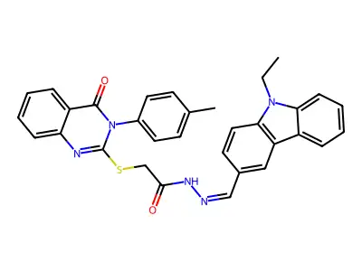 (E)-N'-((9-ethyl-9H-carbazol-3-yl)methylene)-2-((4-oxo-3-(p-tolyl)-3,4-dihydroquinazolin-2-yl)thio)acetohydrazide structure