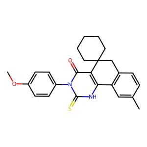 2-mercapto-3-(4-methoxyphenyl)-9-methyl-3H-spiro[benzo[h]quinazoline-5,1'-cyclohexan]-4(6H)-one structure
