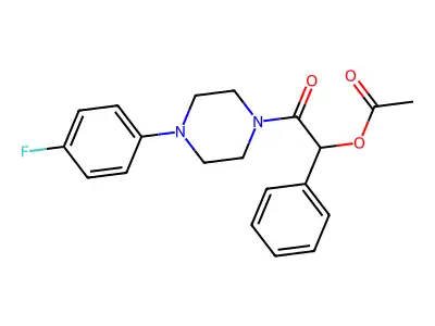 2-[4-(4-Fluorophenyl)piperazin-1-yl]-2-oxo-1-phenylethyl acetate structure