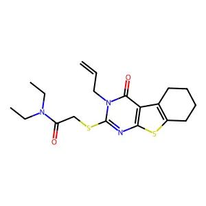 N,N-diethyl-2-{[4-oxo-3-(prop-2-en-1-yl)-3,4,5,6,7,8-hexahydro[1]benzothieno[2,3-d]pyrimidin-2-yl]sulfanyl}acetamide structure