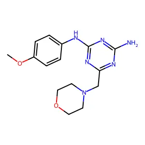 N-(4-Methoxy-phenyl)-6-morpholin-4-ylmethyl-[1,3,5]triazine-2,4-diamine structure