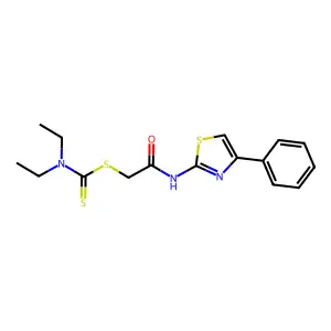 2-Oxo-2-[(4-phenyl-1,3-thiazol-2-yl)amino]ethyl diethylcarbamodithioate structure