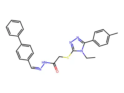 2-[[4-ethyl-5-(4-methylphenyl)-1,2,4-triazol-3-yl]sulfanyl]-N-[(E)-(4-phenylphenyl)methylideneamino]acetamide structure