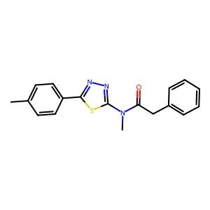 N-methyl-N-[5-(4-methylphenyl)-1,3,4-thiadiazol-2-yl]-2-phenylacetamide structure