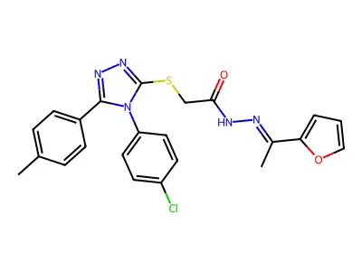 2-[[4-(4-chlorophenyl)-5-(4-methylphenyl)-1,2,4-triazol-3-yl]sulfanyl]-N-[(Z)-1-(furan-2-yl)ethylideneamino]acetamide structure