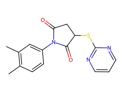 1-(3,4-Dimethylphenyl)-3-(2-pyrimidinylthio)pyrrolidine-2,5-dione structure