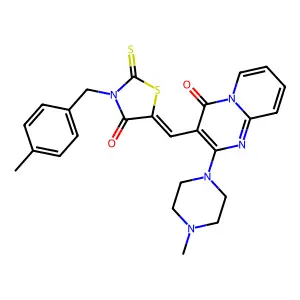 3-{(Z)-[3-(4-methylbenzyl)-4-oxo-2-thioxo-1,3-thiazolidin-5-ylidene]methyl}-2-(4-methylpiperazin-1-yl)-4H-pyrido[1,2-a]pyrimidin-4-one structure