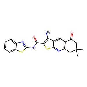 3-amino-N-(benzo[d]thiazol-2-yl)-7,7-dimethyl-5-oxo-5,6,7,8-tetrahydrothieno[2,3-b]quinoline-2-carboxamide structure