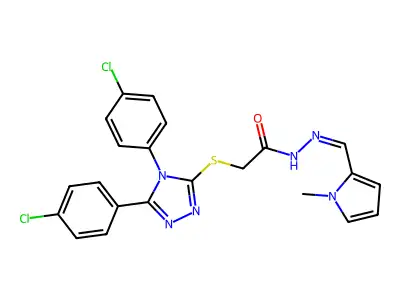 2-{[4,5-BIS(4-CHLOROPHENYL)-4H-1,2,4-TRIAZOL-3-YL]SULFANYL}-N'-[(E)-(1-METHYL-1H-PYRROL-2-YL)METHYLIDENE]ACETOHYDRAZIDE structure