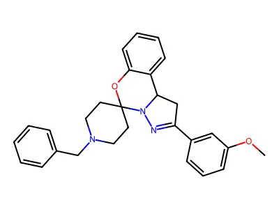 1-benzyl-2'-(3-methoxyphenyl)-1',10b'-dihydrospiro[piperidine-4,5'-pyrazolo[1,5-c][1,3]benzoxazine] structure