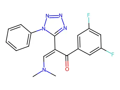1-(3,5-difluorophenyl)-3-(dimethylamino)-2-(1-phenyl-1H-tetraazol-5-yl)-2-propen-1-one structure