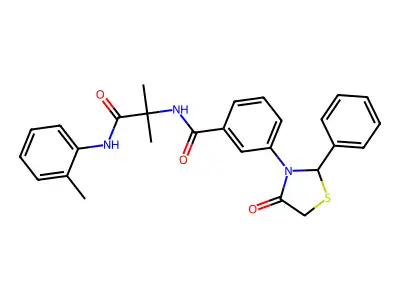 N-[2-methyl-1-(2-methylanilino)-1-oxopropan-2-yl]-3-(4-oxo-2-phenyl-1,3-thiazolidin-3-yl)benzamide structure