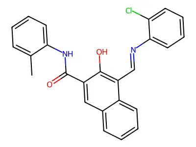4-{[(2-chlorophenyl)imino]methyl}-3-hydroxy-N-(2-methylphenyl)-2-naphthamide structure