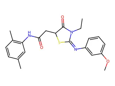 N-(2,5-dimethylphenyl)-2-[3-ethyl-2-(3-methoxyphenyl)imino-4-oxo-1,3-thiazolidin-5-yl]acetamide structure