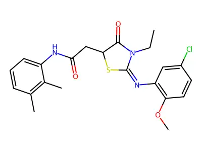 2-[2-(5-chloro-2-methoxyphenyl)imino-3-ethyl-4-oxo-1,3-thiazolidin-5-yl]-N-(2,3-dimethylphenyl)acetamide structure