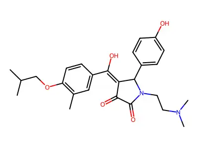 1-(2-dimethylaminoethyl)-4-[hydroxy-[3-methyl-4-(2-methylpropoxy)phenyl]methylidene]-5-(4-hydroxyphenyl)pyrrolidine-2,3-dione structure