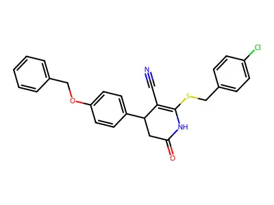 6-[(4-chlorophenyl)methylsulfanyl]-2-oxo-4-(4-phenylmethoxyphenyl)-3,4-dihydro-1H-pyridine-5-carbonitrile structure