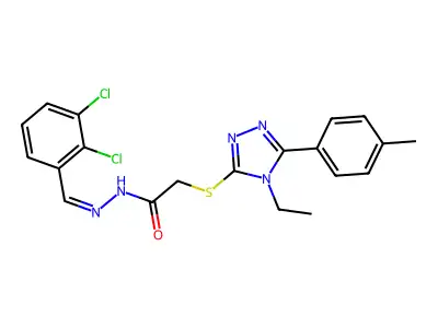 N-[(E)-(2,3-dichlorophenyl)methylideneamino]-2-[[4-ethyl-5-(4-methylphenyl)-1,2,4-triazol-3-yl]sulfanyl]acetamide structure