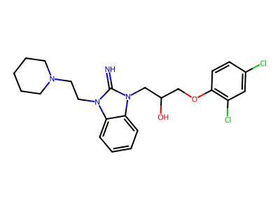 1-(2,4-Dichlorophenoxy)-3-(2-imino-3-(2-(piperidin-1-yl)ethyl)-2,3-dihydro-1H-benzo[d]imidazol-1-yl)propan-2-ol structure