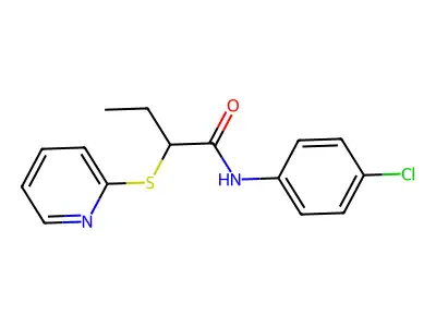 N-(4-chlorophenyl)-2-(pyridin-2-ylsulfanyl)butanamide structure