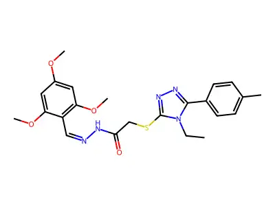2-[[4-ethyl-5-(4-methylphenyl)-1,2,4-triazol-3-yl]sulfanyl]-N-[(E)-(2,4,6-trimethoxyphenyl)methylideneamino]acetamide structure