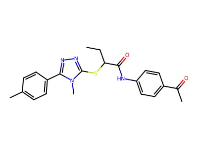 N-(4-acetylphenyl)-2-[[4-methyl-5-(4-methylphenyl)-1,2,4-triazol-3-yl]sulfanyl]butanamide structure