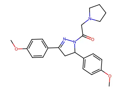 1-[3,5-Bis(4-methoxyphenyl)-3,4-dihydropyrazol-2-yl]-2-pyrrolidin-1-ylethanone structure