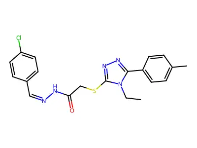 N-[(E)-(4-chlorophenyl)methylideneamino]-2-[[4-ethyl-5-(4-methylphenyl)-1,2,4-triazol-3-yl]sulfanyl]acetamide structure