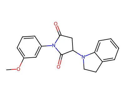 3-(2,3-dihydro-1H-indol-1-yl)-1-(3-methoxyphenyl)pyrrolidine-2,5-dione structure