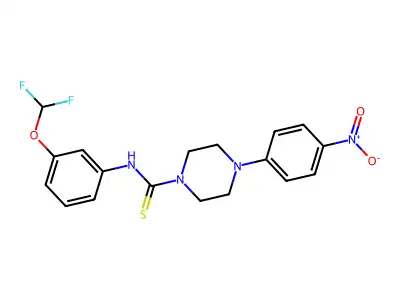 N-[3-(difluoromethoxy)phenyl]-4-(4-nitrophenyl)piperazine-1-carbothioamide structure
