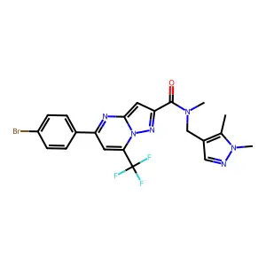 5-(4-bromophenyl)-N-[(1,5-dimethyl-1H-pyrazol-4-yl)methyl]-N-methyl-7-(trifluoromethyl)pyrazolo[1,5-a]pyrimidine-2-carboxamide structure