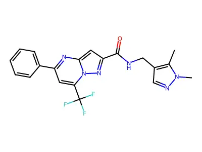N-[(1,5-dimethyl-1H-pyrazol-4-yl)methyl]-5-phenyl-7-(trifluoromethyl)pyrazolo[1,5-a]pyrimidine-2-carboxamide structure