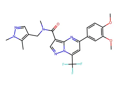 5-(3,4-dimethoxyphenyl)-N-[(1,5-dimethyl-1H-pyrazol-4-yl)methyl]-N-methyl-7-(trifluoromethyl)pyrazolo[1,5-a]pyrimidine-3-carboxamide structure