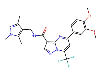 5-(3,4-dimethoxyphenyl)-7-(trifluoromethyl)-N-[(1,3,5-trimethyl-1H-pyrazol-4-yl)methyl]pyrazolo[1,5-a]pyrimidine-3-carboxamide structure