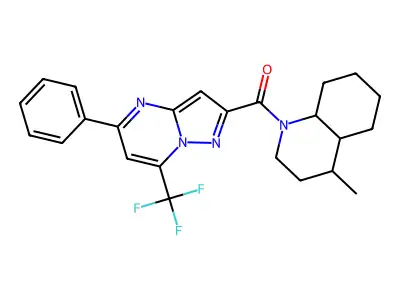 (4-methyl-3,4,4a,5,6,7,8,8a-octahydro-2H-quinolin-1-yl)-[5-phenyl-7-(trifluoromethyl)pyrazolo[1,5-a]pyrimidin-2-yl]methanone structure