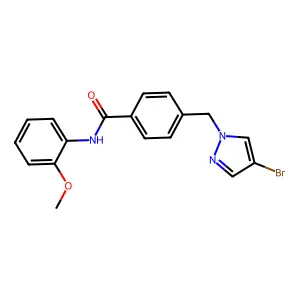 4-[(4-bromo-1H-pyrazol-1-yl)methyl]-N-(2-methoxyphenyl)benzamide structure