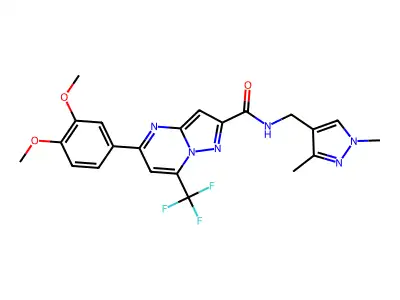 5-(3,4-dimethoxyphenyl)-N-[(1,3-dimethyl-1H-pyrazol-4-yl)methyl]-7-(trifluoromethyl)pyrazolo[1,5-a]pyrimidine-2-carboxamide structure