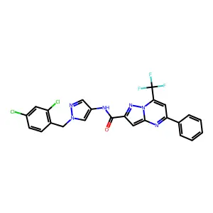 N-[1-(2,4-dichlorobenzyl)-1H-pyrazol-4-yl]-5-phenyl-7-(trifluoromethyl)pyrazolo[1,5-a]pyrimidine-2-carboxamide structure
