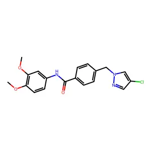 4-[(4-chloro-1H-pyrazol-1-yl)methyl]-N-(3,4-dimethoxyphenyl)benzamide structure
