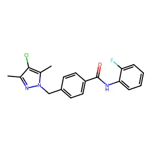 4-[(4-chloro-3,5-dimethyl-1H-pyrazol-1-yl)methyl]-N-(2-fluorophenyl)benzamide structure