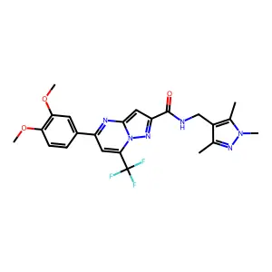 5-(3,4-dimethoxyphenyl)-7-(trifluoromethyl)-N-[(1,3,5-trimethyl-1H-pyrazol-4-yl)methyl]pyrazolo[1,5-a]pyrimidine-2-carboxamide structure