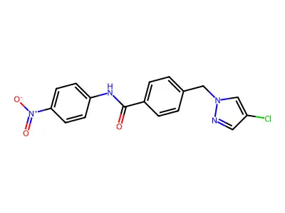 4-[(4-chloropyrazol-1-yl)methyl]-N-(4-nitrophenyl)benzamide structure