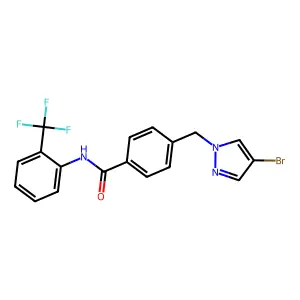 4-[(4-bromopyrazol-1-yl)methyl]-N-[2-(trifluoromethyl)phenyl]benzamide structure