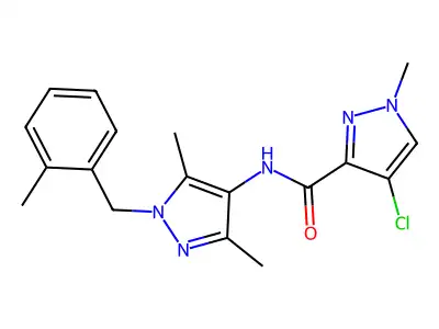 4-chloro-N-[3,5-dimethyl-1-(2-methylbenzyl)-1H-pyrazol-4-yl]-1-methyl-1H-pyrazole-3-carboxamide structure