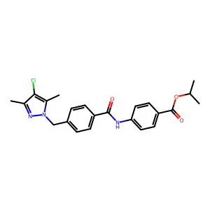 propan-2-yl 4-[[4-[(4-chloro-3,5-dimethylpyrazol-1-yl)methyl]benzoyl]amino]benzoate structure